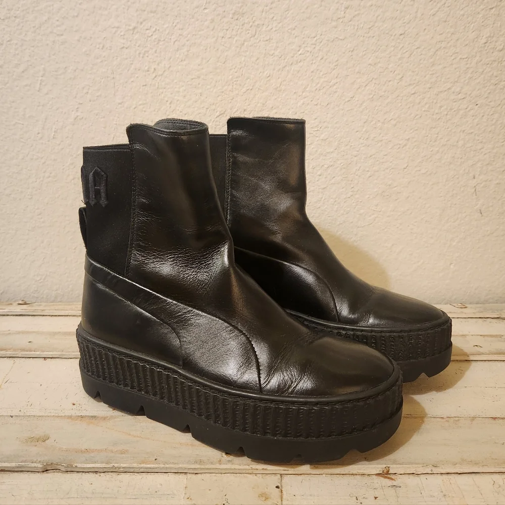 FENTY Puma Chelsea Sneaker Boots Black Platform – Rihanna Collection – Size 8.5 - Picture 5 of 12